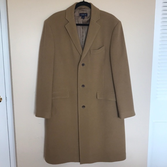 Lands’ End Men’s Tan Wool Overcoat Duster Size 42 - Picture 2 of 8